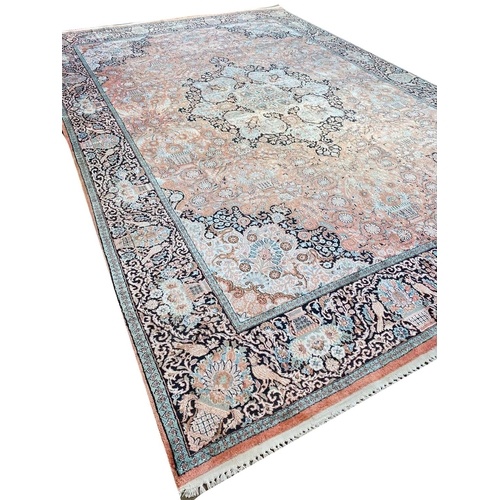 137 - PURE SILK ISPHAHAN DESIGN CARPET, 415cm x 275cm.