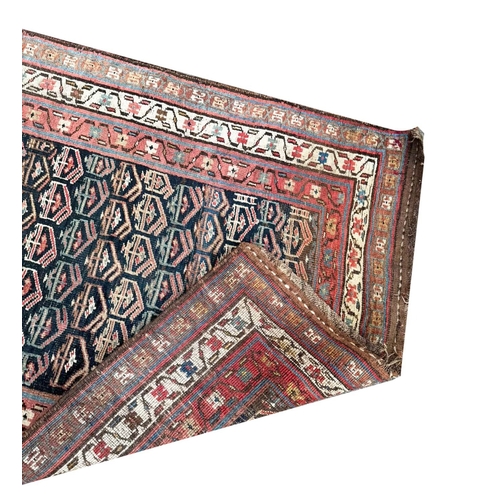 147 - ANTIQUE BOTCH DESIGN PERSIAN RUNNER, 420cm x 100cm.