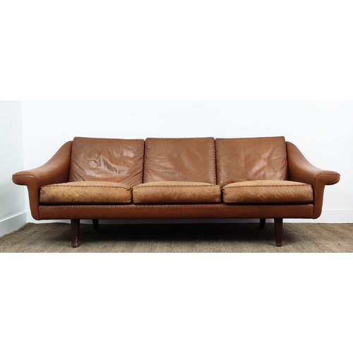 155 - AAGE CHRISTIANSEN FOR ERHARDSEN AND ANDERSON MATADOR SOFA, Danish circa 1970s, stitched tan leather,... 