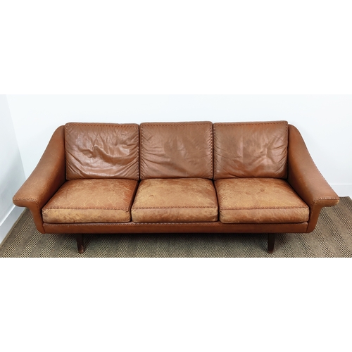 155 - AAGE CHRISTIANSEN FOR ERHARDSEN AND ANDERSON MATADOR SOFA, Danish circa 1970s, stitched tan leather,... 