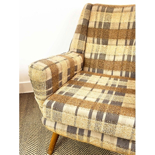 157 - DANISH ARMCHAIRS, a pair, circa 1960s, checkered wool upholstery, 70cm W x 85cm H. (2)