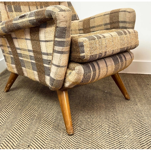 157 - DANISH ARMCHAIRS, a pair, circa 1960s, checkered wool upholstery, 70cm W x 85cm H. (2)