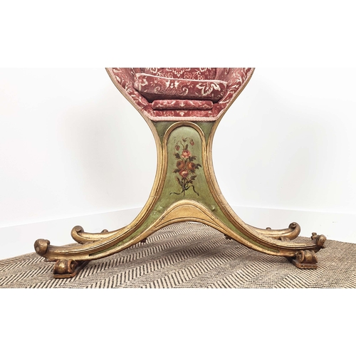 158 - VENETIAN GONDOLA CHAIR, late 18th/early 19th century giltwood and polychrome painted, 105cm H x 90cm... 