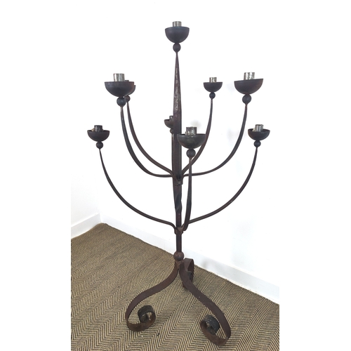 169 - CANDELABRA, Gothic style wrought iron with nine sconces, 160cm H x 88cm W.