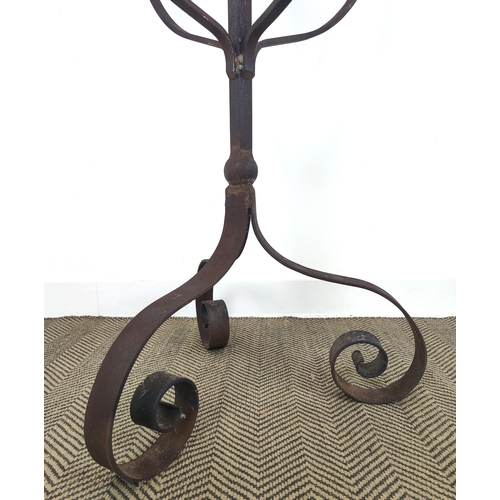 169 - CANDELABRA, Gothic style wrought iron with nine sconces, 160cm H x 88cm W.