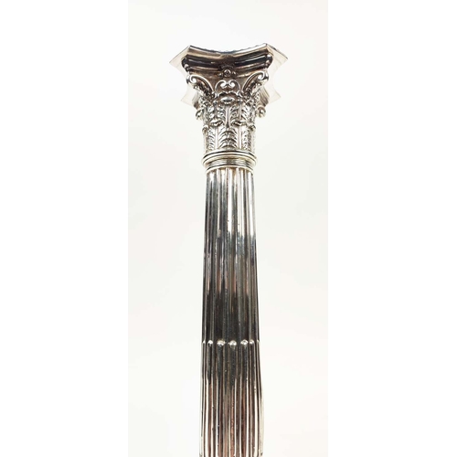 17 - A PAIR OF LATE VICTORIAN STERLING SILVER CANDLESTICKS, Sheffield 1897, in the Neo-Classical style, i... 