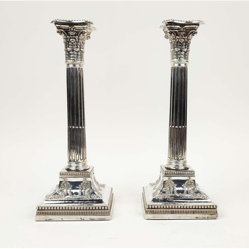 17 - A PAIR OF LATE VICTORIAN STERLING SILVER CANDLESTICKS, Sheffield 1897, in the Neo-Classical style, i... 