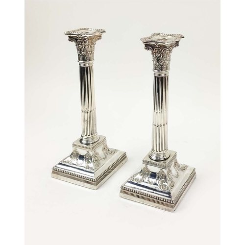 17 - A PAIR OF LATE VICTORIAN STERLING SILVER CANDLESTICKS, Sheffield 1897, in the Neo-Classical style, i... 