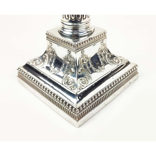 17 - A PAIR OF LATE VICTORIAN STERLING SILVER CANDLESTICKS, Sheffield 1897, in the Neo-Classical style, i... 