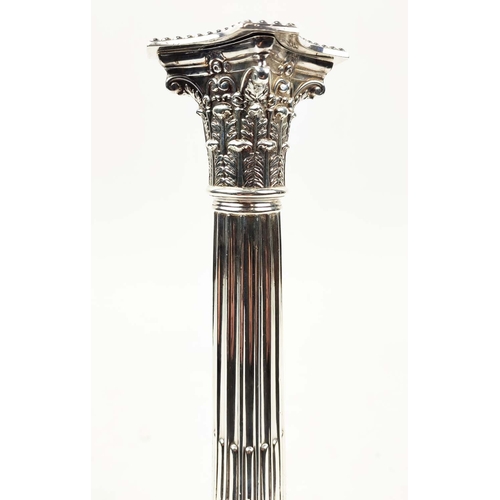 17 - A PAIR OF LATE VICTORIAN STERLING SILVER CANDLESTICKS, Sheffield 1897, in the Neo-Classical style, i... 