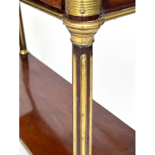 193 - CONSOLE TABLE, early 19th century French Directoire mahogany and gilt metal mounted with white marbl... 