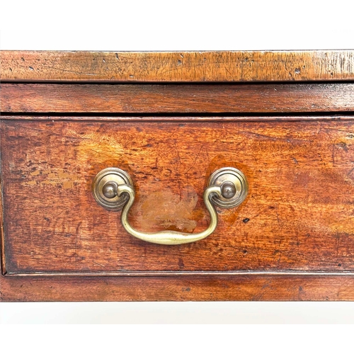 195 - GEORGE III WRITING DESK, mahogany with gilt tooled antique green leather above three frieze drawers ... 