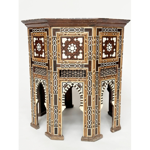 206 - OCCASIONAL TABLE, North African Moroccan octagonal spearman wood and profusely bone inlaid, 69cm W x... 