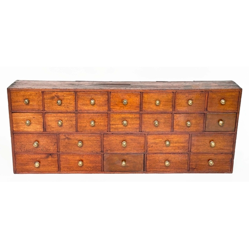 207 - BANK OF DRAWERS, 19th century mahogany Victorian apothecary with twenty four drawers, 152cm W x 60cm... 