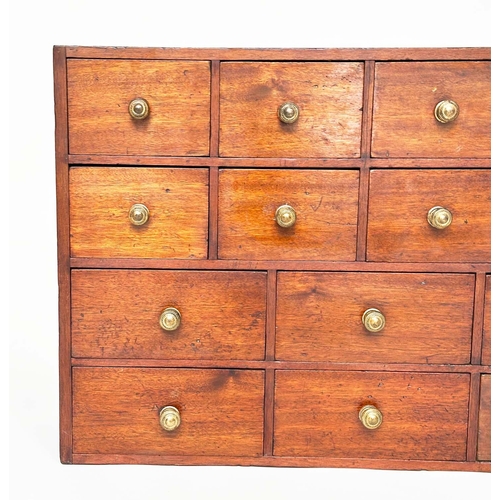 207 - BANK OF DRAWERS, 19th century mahogany Victorian apothecary with twenty four drawers, 152cm W x 60cm... 