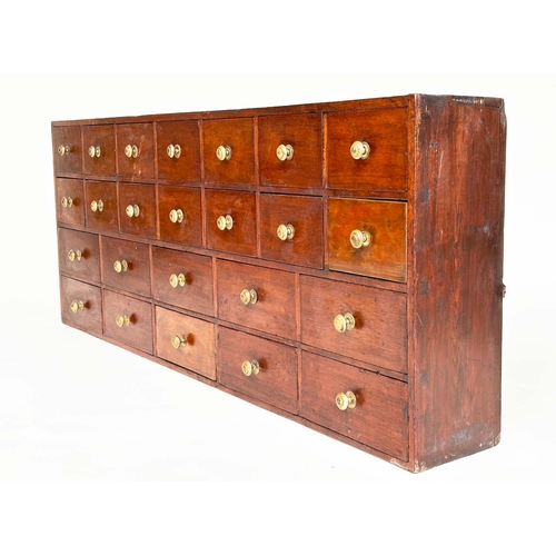 207 - BANK OF DRAWERS, 19th century mahogany Victorian apothecary with twenty four drawers, 152cm W x 60cm... 