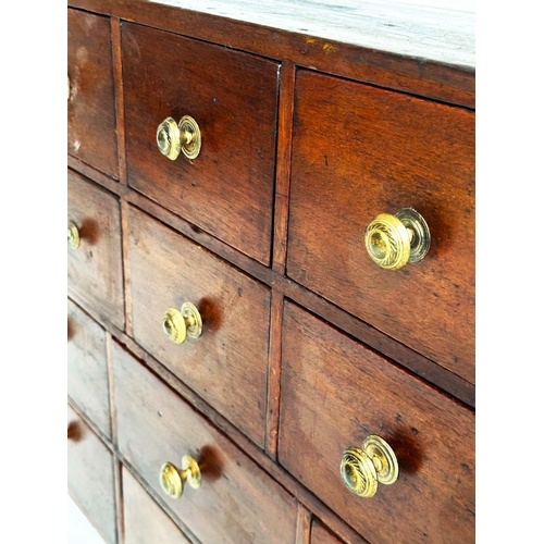 207 - BANK OF DRAWERS, 19th century mahogany Victorian apothecary with twenty four drawers, 152cm W x 60cm... 