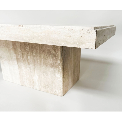 208 - TRAVERTINE LOW TABLE, 1970s Italian rectangular on conforming plinth, 94cm W x 61cm D x 41cm H.