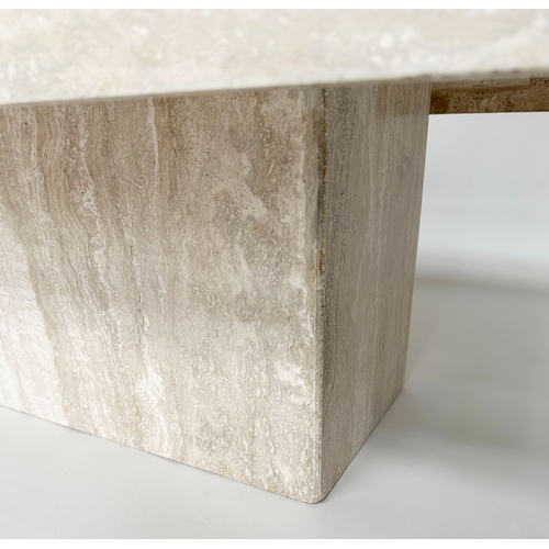 208 - TRAVERTINE LOW TABLE, 1970s Italian rectangular on conforming plinth, 94cm W x 61cm D x 41cm H.