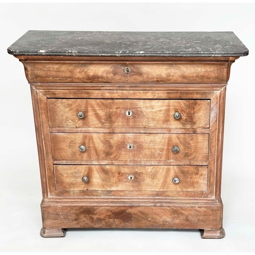 211 - HALL COMMODE, 19th century French Louis Phlippe faded mahogany with St Annes grey marble top, and fo... 