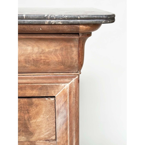 211 - HALL COMMODE, 19th century French Louis Phlippe faded mahogany with St Annes grey marble top, and fo... 