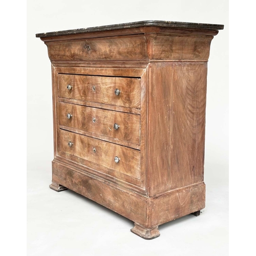 211 - HALL COMMODE, 19th century French Louis Phlippe faded mahogany with St Annes grey marble top, and fo... 