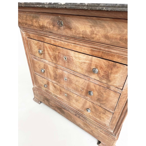 211 - HALL COMMODE, 19th century French Louis Phlippe faded mahogany with St Annes grey marble top, and fo... 