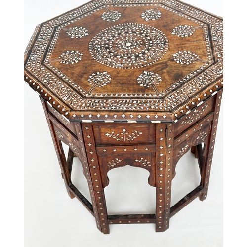 215 - HOSHIARPUR TABLE, late 19th/early 20th century North Indian octagonal bone and ebony inlaid, retaini... 