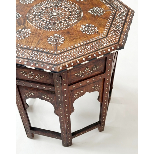 215 - HOSHIARPUR TABLE, late 19th/early 20th century North Indian octagonal bone and ebony inlaid, retaini... 