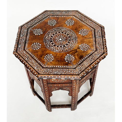 215 - HOSHIARPUR TABLE, late 19th/early 20th century North Indian octagonal bone and ebony inlaid, retaini... 