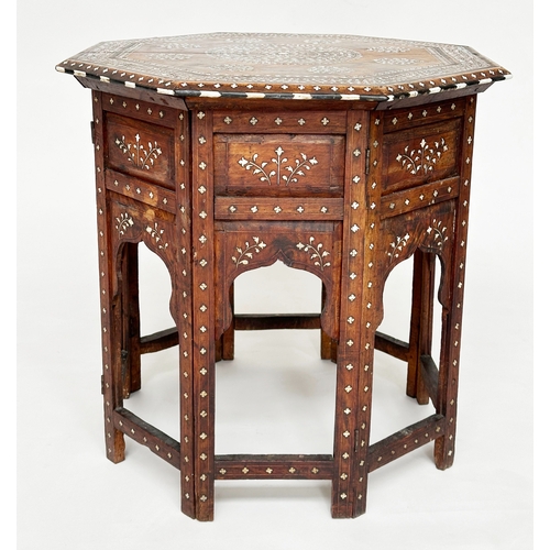 215 - HOSHIARPUR TABLE, late 19th/early 20th century North Indian octagonal bone and ebony inlaid, retaini... 