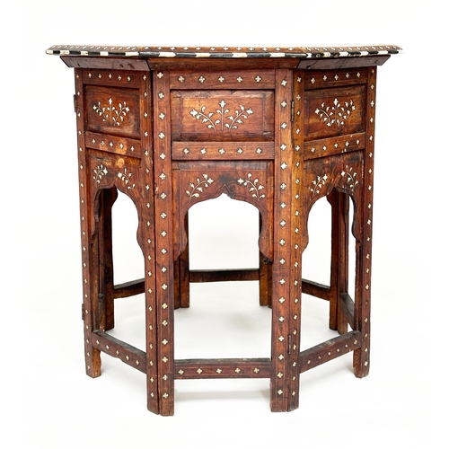 215 - HOSHIARPUR TABLE, late 19th/early 20th century North Indian octagonal bone and ebony inlaid, retaini... 