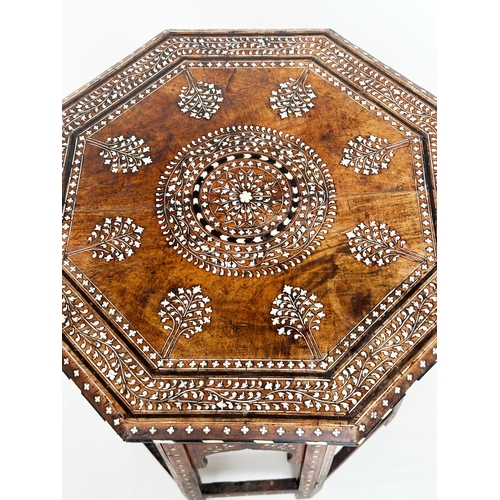 215 - HOSHIARPUR TABLE, late 19th/early 20th century North Indian octagonal bone and ebony inlaid, retaini... 