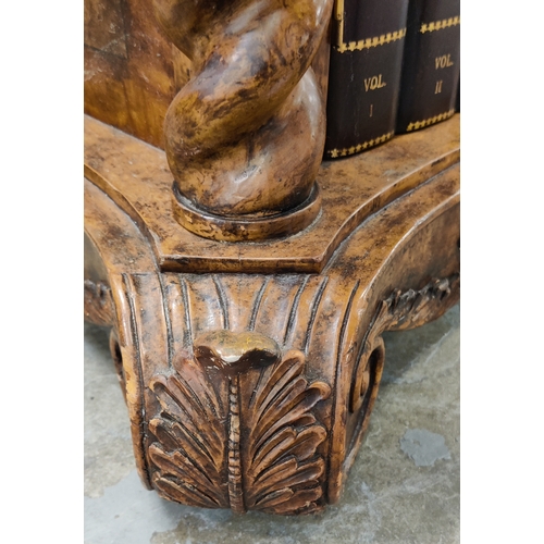 228 - ATTRIBUTED TO MAITLAND SMITH WINE CABINET, burr walnut with marble top with faux book spine fronted ... 