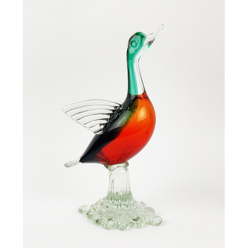 23 - MURANO GLASS SCULPTURES, to include two birds and three fish, largest 33cm H. (5)