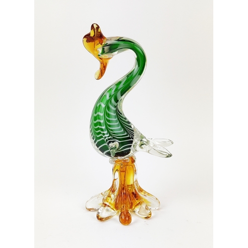 23 - MURANO GLASS SCULPTURES, to include two birds and three fish, largest 33cm H. (5)