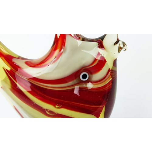 23 - MURANO GLASS SCULPTURES, to include two birds and three fish, largest 33cm H. (5)