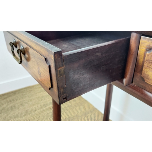 234 - WRITING TABLE, late 19th century Chinese padoukwood with two frieze drawers, 84cm H x 90cm W x 44.5c... 