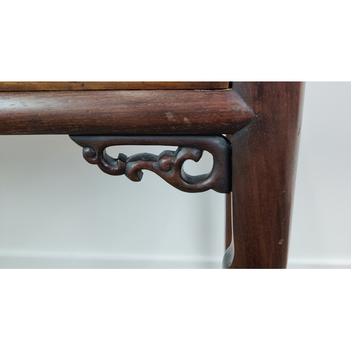 234 - WRITING TABLE, late 19th century Chinese padoukwood with two frieze drawers, 84cm H x 90cm W x 44.5c... 