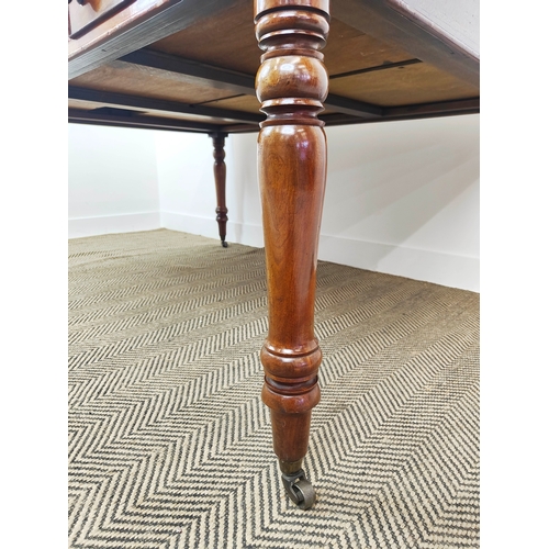 236 - PARTNERS WRITING TABLE, mid Victorian mahogany with tan leather top above three drawers to each side... 