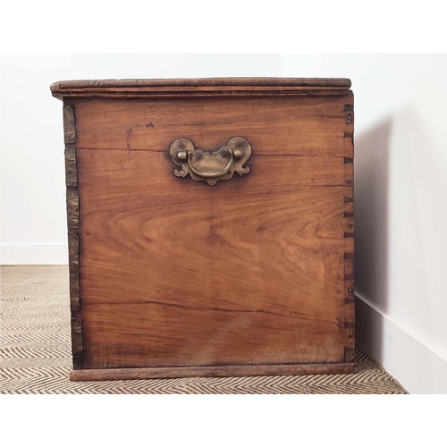 238 - ZANZIBAR TRUNK, teak with brass studded decoration, 63cm H x 130cm W x 63cm D.