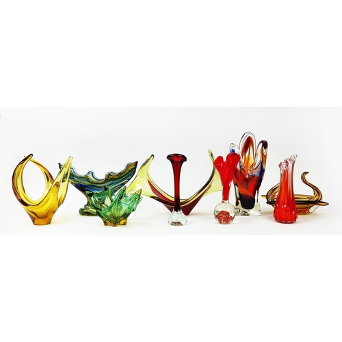 24 - MURANO AND CZECH GLASS CENTERPIECES, a collection of seventeen, largest 30cm H. (17)