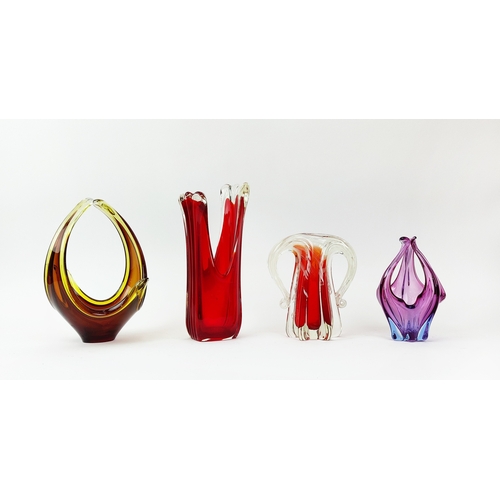 24 - MURANO AND CZECH GLASS CENTERPIECES, a collection of seventeen, largest 30cm H. (17)