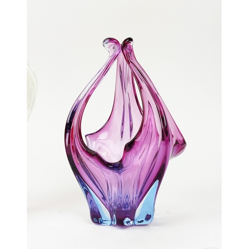 24 - MURANO AND CZECH GLASS CENTERPIECES, a collection of seventeen, largest 30cm H. (17)