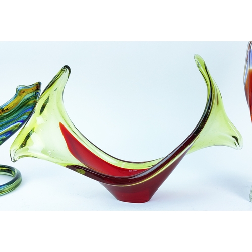 24 - MURANO AND CZECH GLASS CENTERPIECES, a collection of seventeen, largest 30cm H. (17)