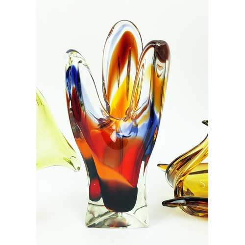 24 - MURANO AND CZECH GLASS CENTERPIECES, a collection of seventeen, largest 30cm H. (17)