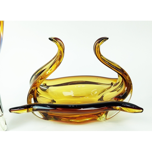 24 - MURANO AND CZECH GLASS CENTERPIECES, a collection of seventeen, largest 30cm H. (17)