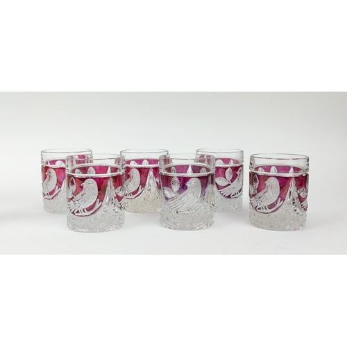 25 - BOHEMIAN 'BIRD' DESIGN GLASS, to include six tumblers, six highball, three decanters etc. (20)