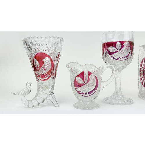 25 - BOHEMIAN 'BIRD' DESIGN GLASS, to include six tumblers, six highball, three decanters etc. (20)