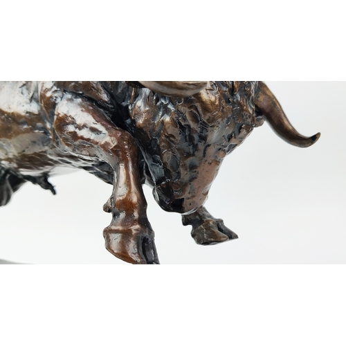 28 - NICOLA TOMS (South African b.1969), bronze bull sculpture, limited edition, signed and numbered 9/9,... 